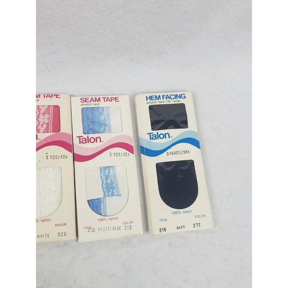 5 VTG New Unopened Talon Sewing Notions Lace Seam Tape + 1 Hem Facing